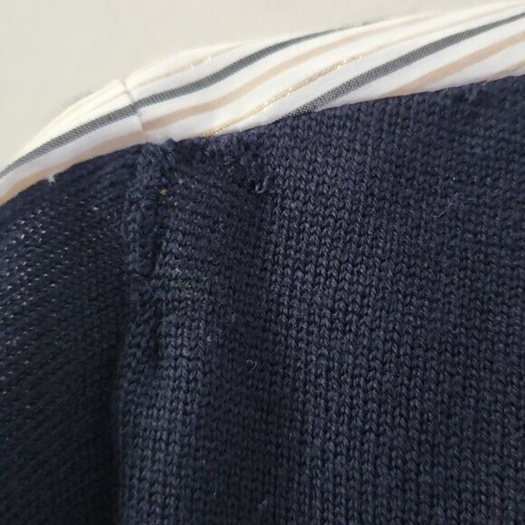 TIBI | Sweater Shirt Wool Cotton Navy Striped Metallic Sz XXS - Picture 6 of 6
